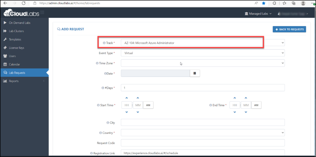 Step-2 Submit your Lab Request__ ** for Azure Pass-based labs