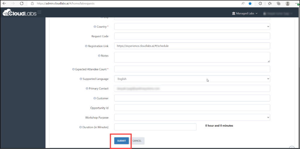 Step-2 Submit your Lab Request__ ** for Azure Pass-based labs